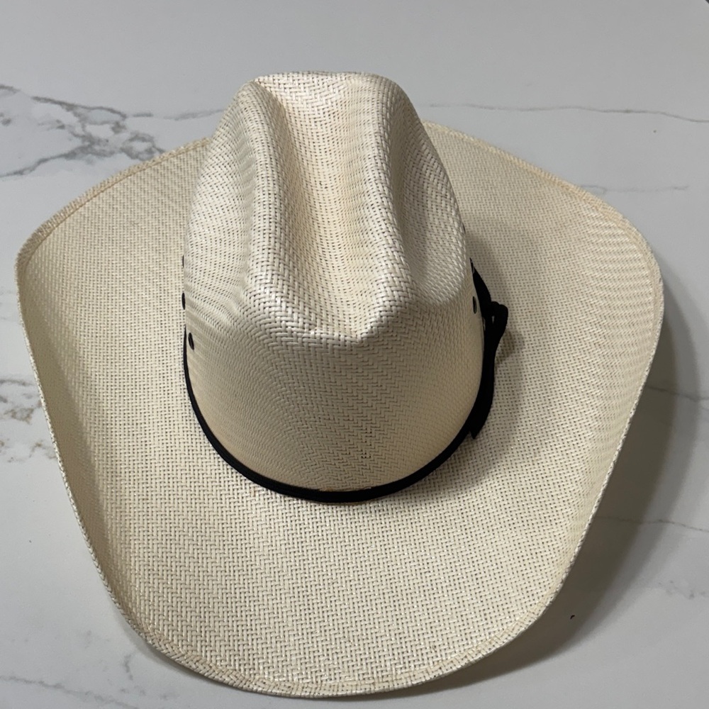 Kids Cream Straw Cowboy Hat with Black Band